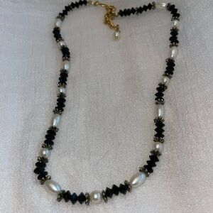 Vintage signed Napier Crystal Pearl Necklace signed hook extension chain clasp